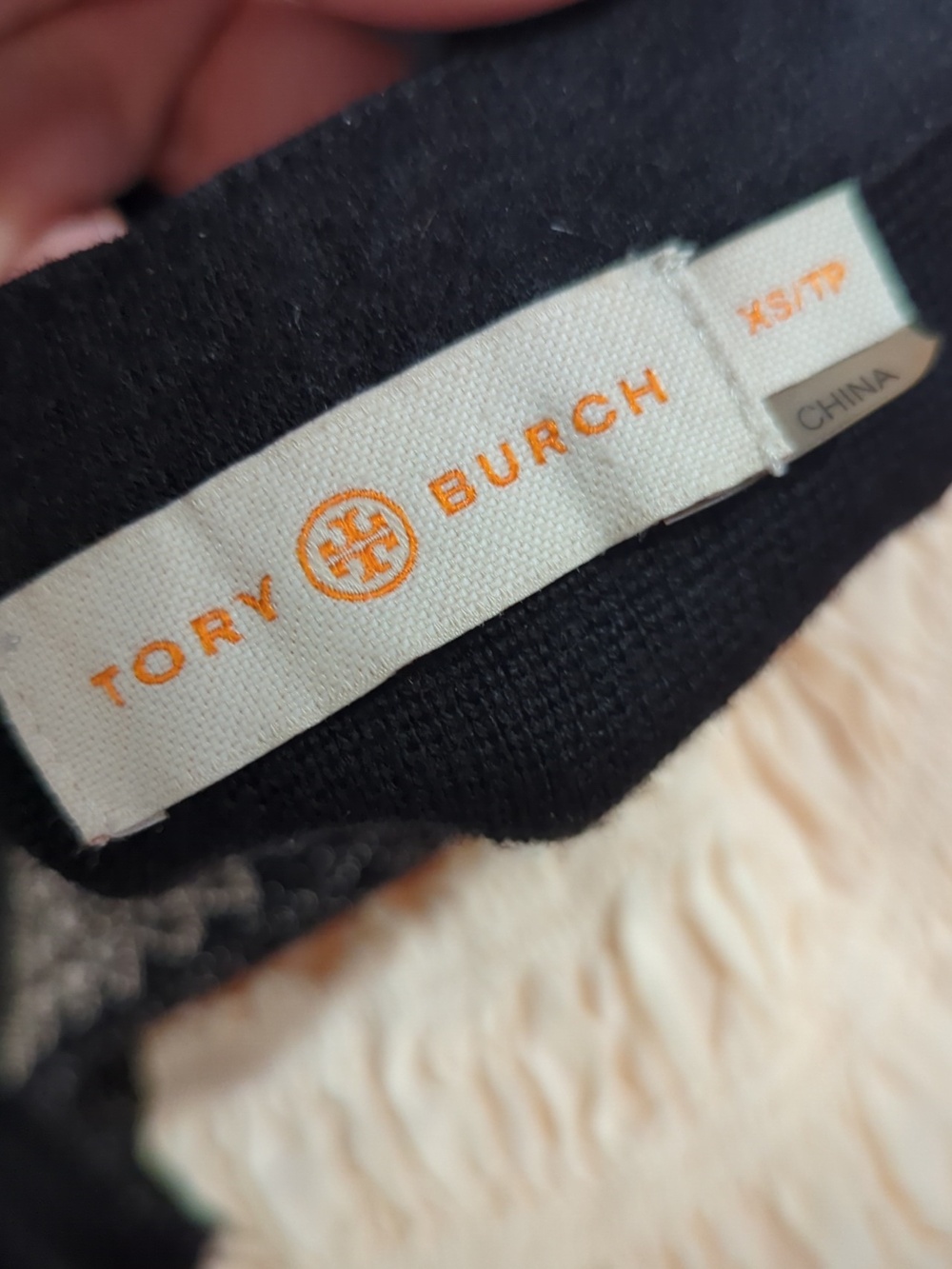 Tory Burch Merino Wool Blend Sweater XS Embellished Studded Neckline Black - Picture 8 of 8